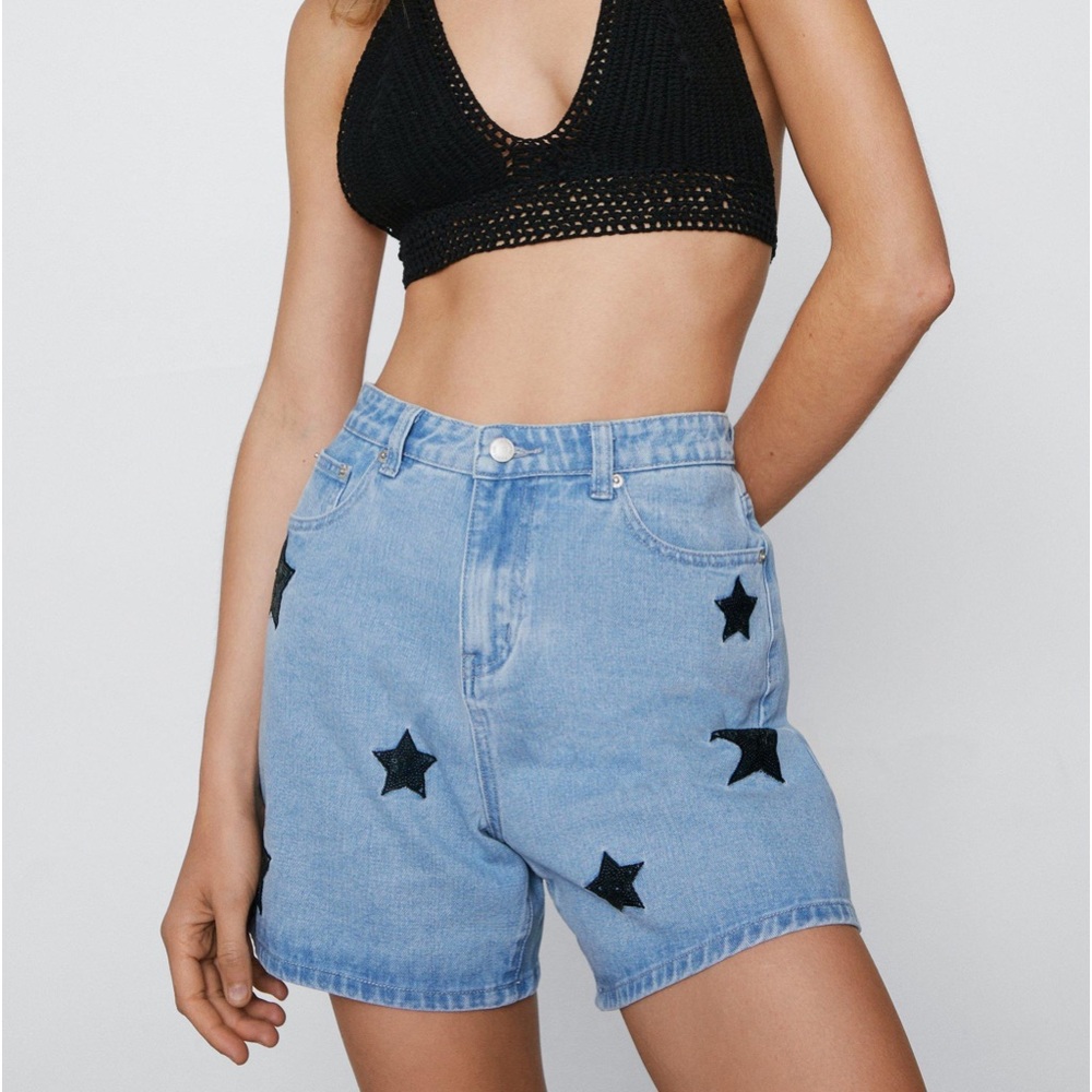 Sequin Star Denim Mom Short